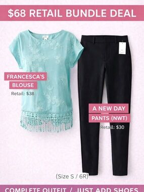NWT Workwear Bundle – Size S Top / 6R Pants – A New Day + Francesca’s
